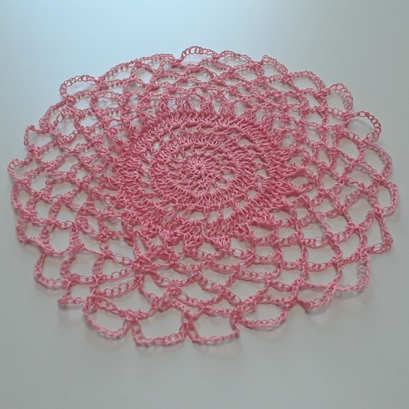 Detailed Handmade Coral Crochet Doily 10" - Picture 5 of 6